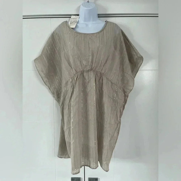 NWT Chinese brand/ Boho/ Beach Tunic/ Cotton &  Tencel/ Gold accents/ Size US L - Picture 5 of 16